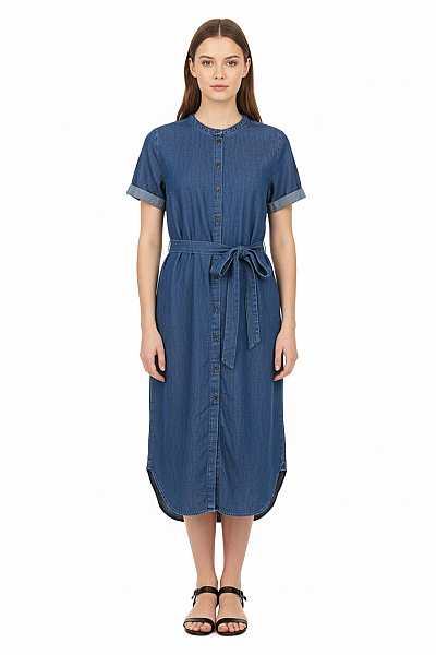 Armedangels Dámské Džínové šaty S Krátkým Rukávem A Páskem Vel. S