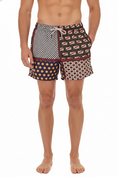 OAS Pánské Plavecké Kraťasy S Potiskem Kostkované Volnočasové Velikost L