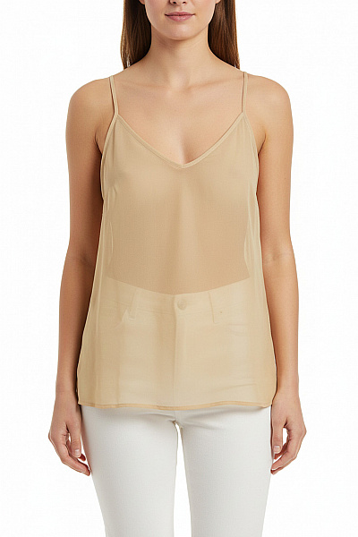 Dámské Tílko Béžové Průhledné Vel. 50