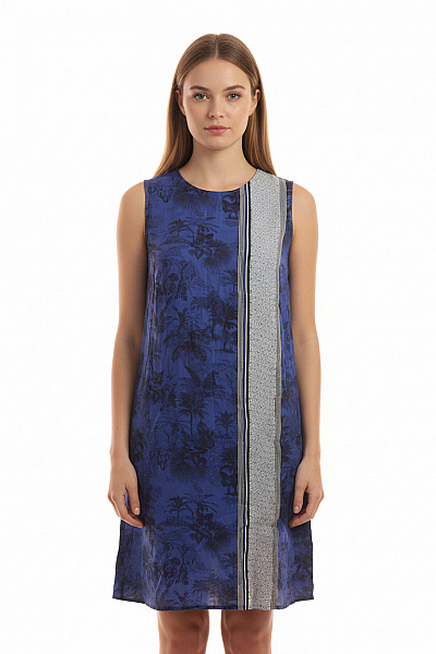 GERRY WEBER Modré šaty Bez Rukávů Květované Volnočasové Letní Velikost S