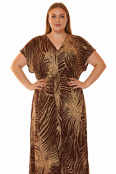 Rinascimento Dámské šaty S Krátkým Rukávem Hnědé S Potiskem Vel. XL