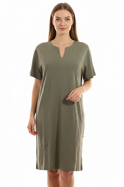 Seidensticker Dámské Bavlněné Tričkové šaty Khaki Jednoduché Volné Tunikové Denní Vel. M