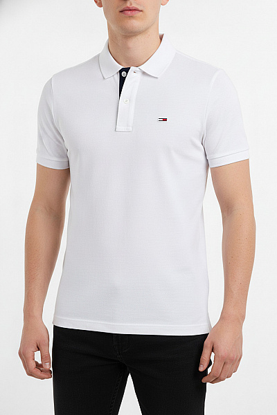 TOMMY HILFIGER Pánské Tričko Polo S Krátkým Rukávem Bílé Bavlněné Velikost S