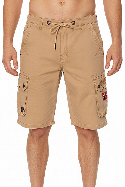 Norway Pánské Bavlněné Kraťasy Cargo Volnočasové Béžové S Kapsami Velikost L