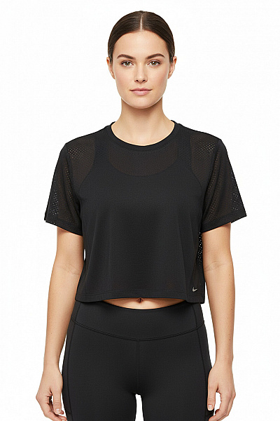 Nike Dámské Tričko S Krátkým Rukávem černé Crop Top Síťované Fitness Vel. XL