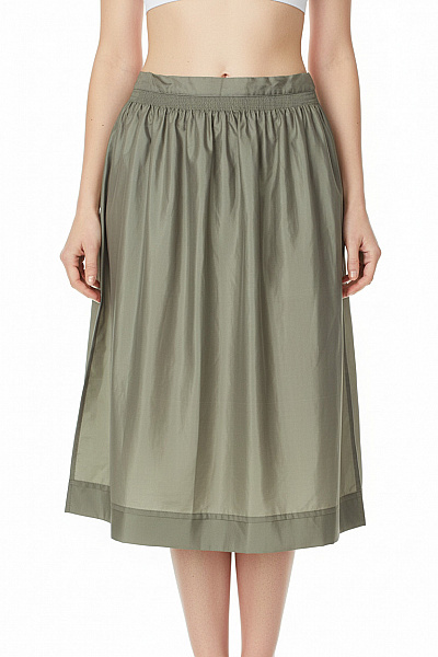 Dámská Sukně Midi Nabíraná Polyesterová Béžová Velikost 38