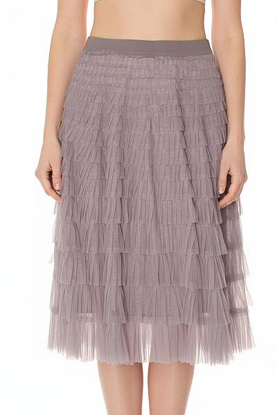 Dámská Midi Sukně Vrstvená Průsvitná Společenská šedá Vel. S