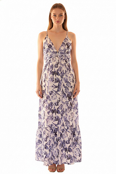 Scotch & Soda Dlouhé šaty Na Ramínka S Potiskem Mušlí Letní Boho Velikost 38