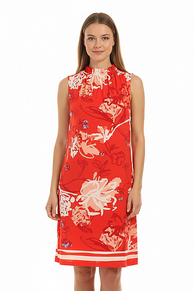 S.OLIVER Oranžové Květované šaty Bez Rukávů Letní Volnočasové Vel. 38