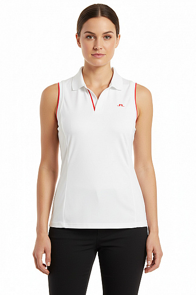 J.Lindeberg Dámské Bílé Polo Tričko Bez Rukávů Sportovní Polyesterové Velikost M
