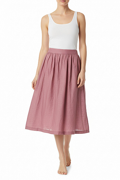 Limberry Dámská Lněná Nabíraná Sukně Maxi Růžová Průsvitná Vel. 34