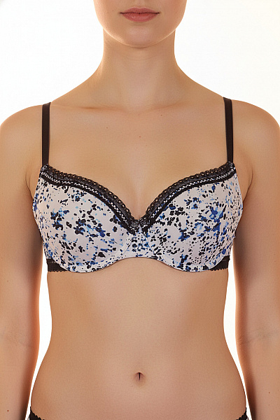 Dámská Podprsenka Push Up S Krajkou Modro-bílá