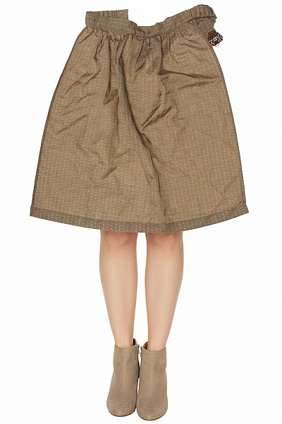 Sukně Hnědá Vzorovaná Nabíraná Ke Kolenům S Gumou V Pase Velikost 36