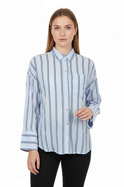 LIEBLINGSSTÜCK Dámská Pruhovaná Košile S Dlouhým Rukávem Ležérní Modrá Vel. 34