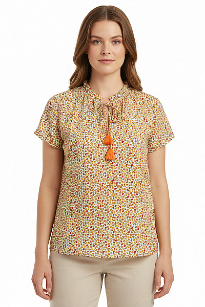 TAIFUN Dámská Halenka S Krátkým Rukávem A Potiskem Boho Velikost 40