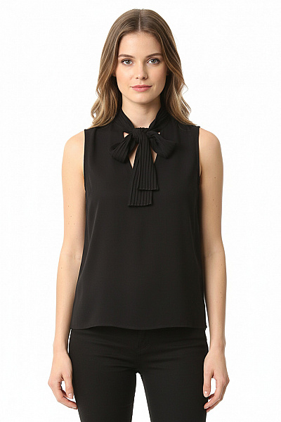 LIU JO Dámská Halenka Bez Rukávů černá S Mašlí Elegantní Vel. 36