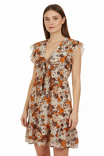 QED LONDON Dámské šaty Krátký Rukáv Květované Boho Volné Letní Vel. 38