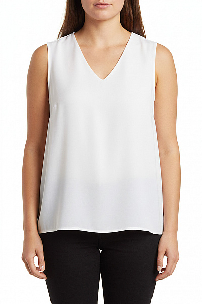 Sublevel Bílá Halenka Bez Rukávů S Výstřihem Do V Velikost XXL