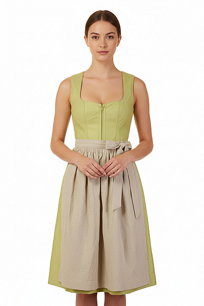 Limberry Dámské šaty Bez Rukávů žluté Lněné Midi Dirndl Vel. 36