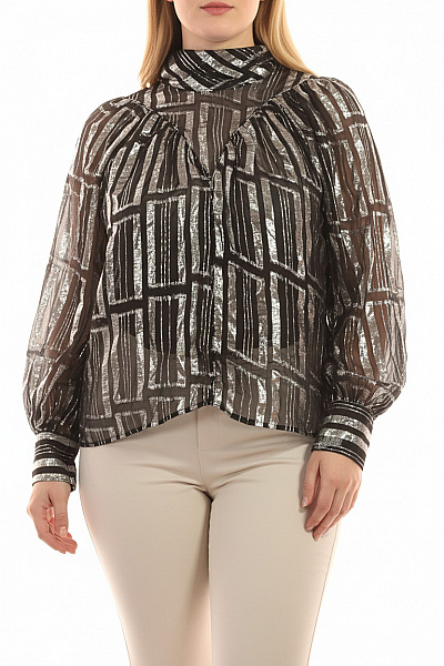 Dámská Halenka S Dlouhým Rukávem A Stojáčkem Vel. XXL