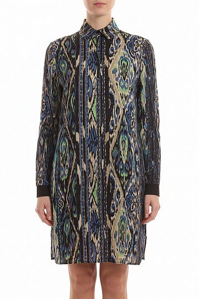 COMMA Dámské šaty S Dlouhým Rukávem Barevné Vzorované Volnočasové Velikost 40