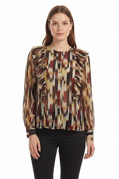 S.OLIVER Dámská Košile S Dlouhým Rukávem Vzorovaná Volná Ležérní Vel. 40