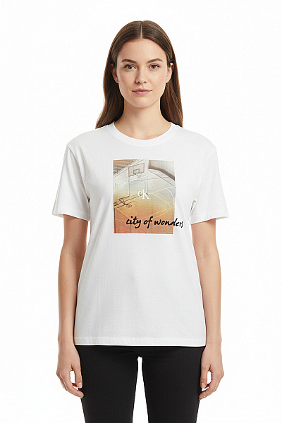 Calvin Klein Dámské Tričko S Krátkým Rukávem A Potiskem Bílé Bavlněné Velikost M