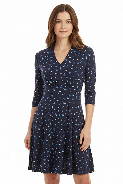 Dámské šaty Květované Modré Volnočasové Velikost S