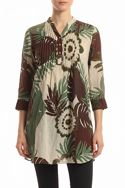 Lněné šaty Květované Volnočasové S Dlouhým Rukávem Vel. 38