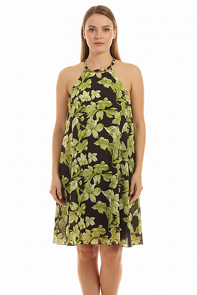 Rinascimento Dámské šaty Bez Rukávů Květované Za Krk Letní Volné Vel. 50