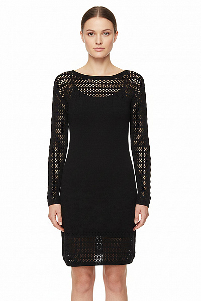 LAWRENCE GREY Černé Krajkové šaty S Dlouhým Rukávem Velikost 34