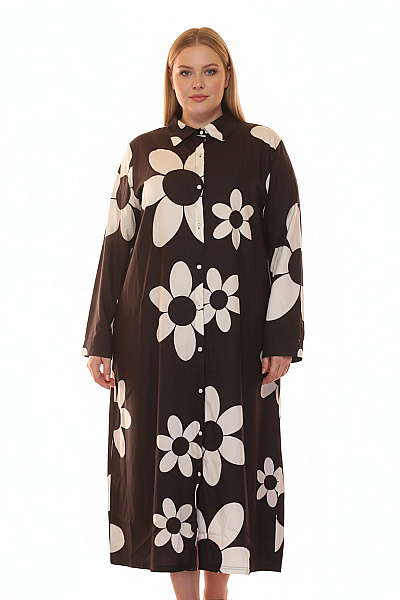 Černobílé Květované Košilové šaty Oversized Velikost XXL