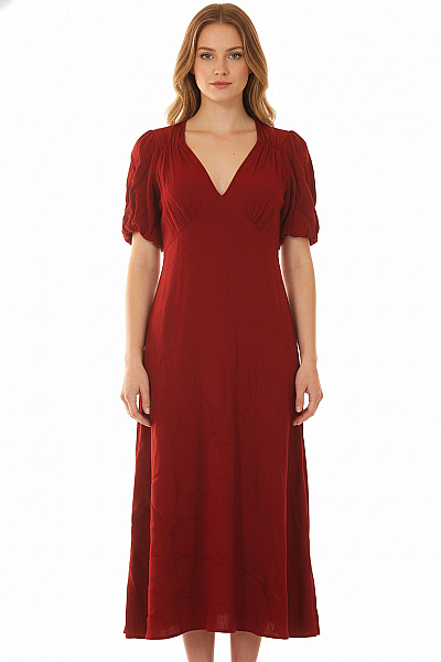 GHOST Dámské šaty Krátký Rukáv červené Boho Volnočasové Elegantní Retro Vel. M