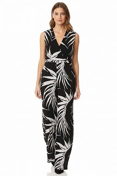 COMMA černobílé Overaly Bez Rukávů S Potiskem Listů Velikost 44