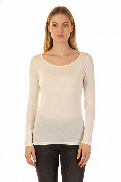 PATRIZIA  PEPE Dámské Tričko S Dlouhým Rukávem Béžové Průhledné Basic Vel. XS