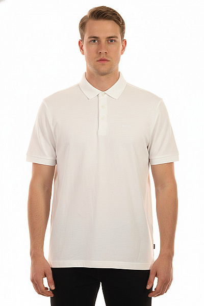 Hugo Boss Pánské Bavlněné Polo Tričko S Krátkým Rukávem A Límečkem Bílé Jednobarevné Basic Velikost XXXL