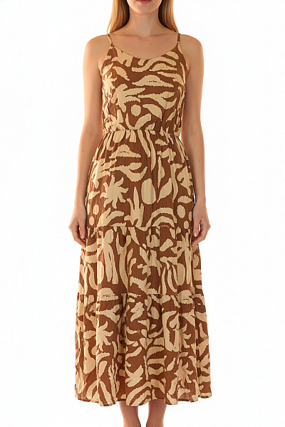 Sublevel Dámské šaty Bez Rukávů S Potiskem Dlouhé Boho Letní Velikost EU S