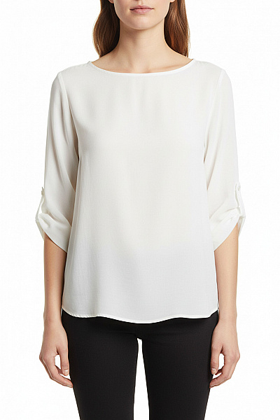 LAWRENCE GREY Bílá Halenka S Krátkým Rukávem A Mašlí Vel. EU 40