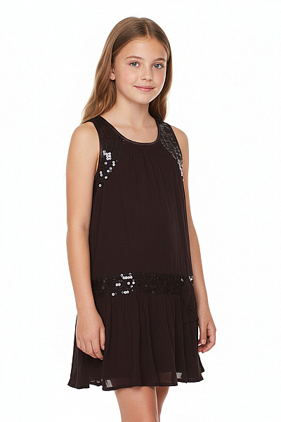 Esprit Dívčí šaty S Flitry Hnědé Vel. EU 116/122