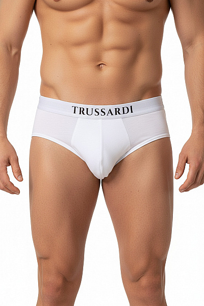 Trussardi Pánské Bavlněné Elastenové Bílé Slipové Spodní Prádlo Vel. EU XL