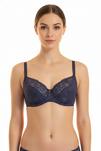 Hunkemoller Dámská Krajková Podprsenka Modrá Push Up Velikost EU 75F