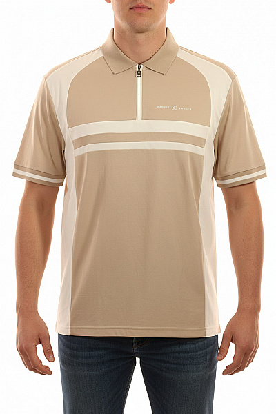 Bogner Pánské Tričko S Límečkem A Krátkým Rukávem Béžové Pruhované Vel. EU 3XL