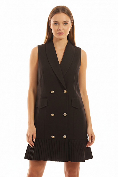 Dámské černé šaty Bez Rukávů Elegantní Plisované Blejzrové Na Párty Vel. EU 42