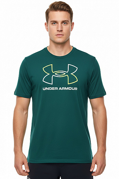 UNDER ARMOUR Pánské Tričko S Krátkým Rukávem A Potiskem Zelené Bavlněné Vel. M