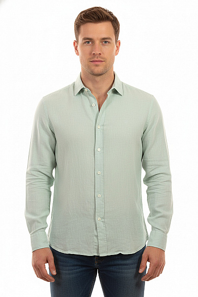 HACKETT Pánské Košile S Dlouhým Rukávem Letní Lněné Ležérní Vel. EU L