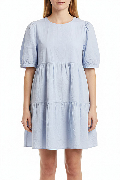 Bavlněné Modré Krátké Volánové Šaty Letní Denní Trendy Velikost EU 38