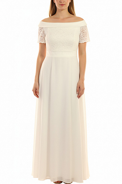 APART Dámské šaty Bílé Krajkové S Krátkým Rukávem Elegantní Midi Velikost EU 44