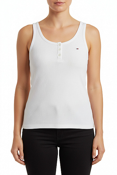 TOMMY HILFIGER Dámské Bavlněné Tílko Bez Rukávů Jednobarevné Basic Vel. M