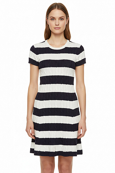 Ralph Lauren Dámské Pruhované šaty S Krátkým Rukávem Pletené Letní Velikost XS