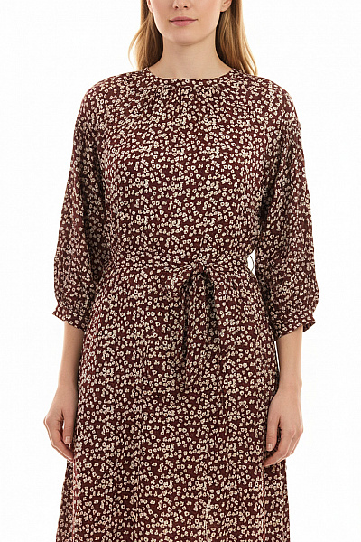 Seidensticker Dámské šaty S Dlouhým Rukávem Květované Midi S Páskem Vel. 46